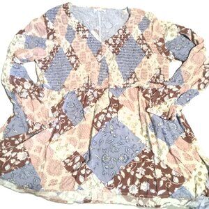 Maurices Long Sleeve V-Neck Boho Style Babydoll Top - Women's Size 1X